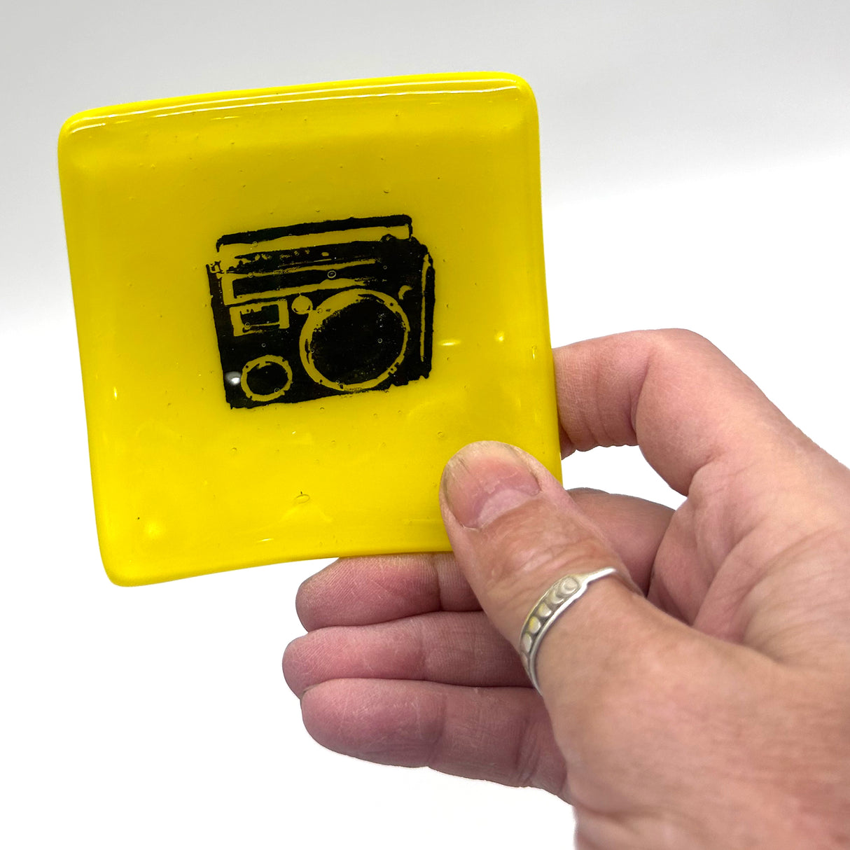 Boombox Handmade 2.75" Fused Glass Small Dish