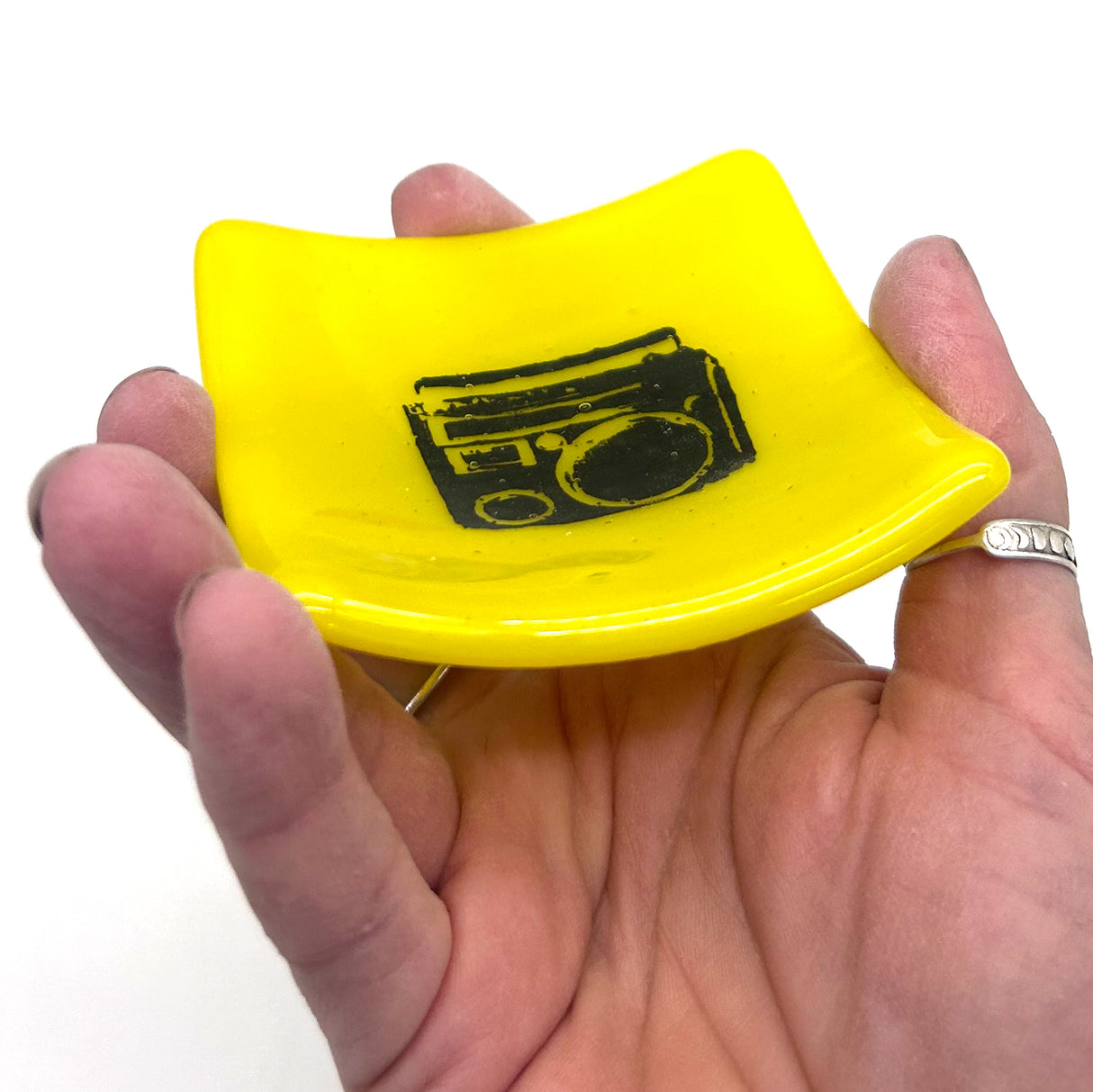 Boombox Handmade 2.75" Fused Glass Small Dish