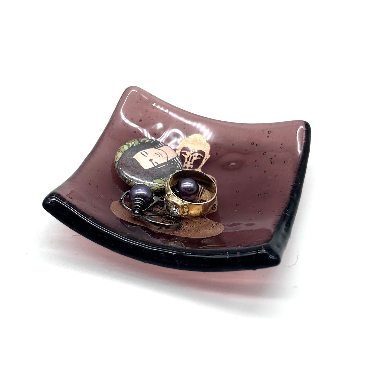 Buddha Handmade 2.75" Fused Glass Small Dish