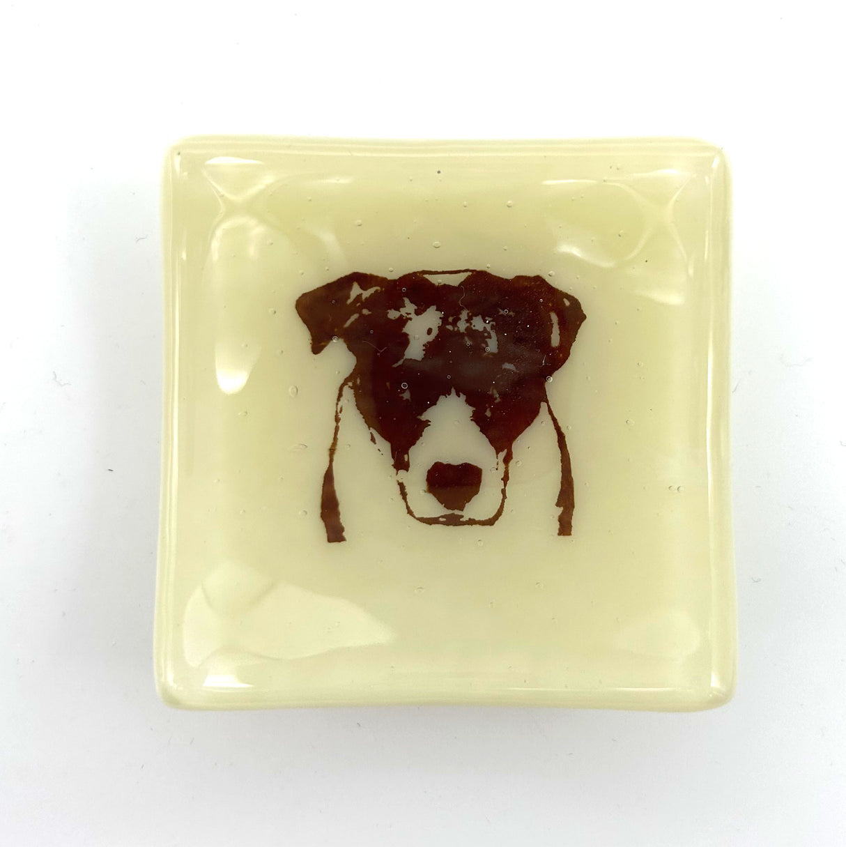 Bully Dog (Ruby)Handmade 2.75" Fused Glass Small Dish