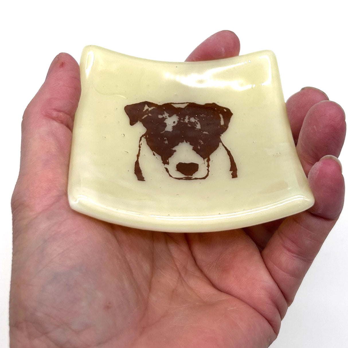 Bully Dog (Ruby)Handmade 2.75" Fused Glass Small Dish