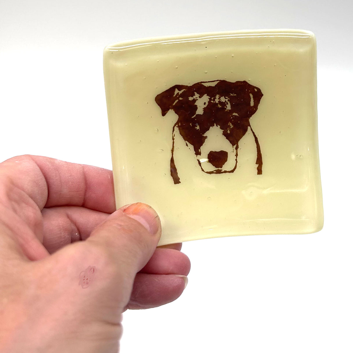 Bully Dog (Ruby)Handmade 2.75" Fused Glass Small Dish