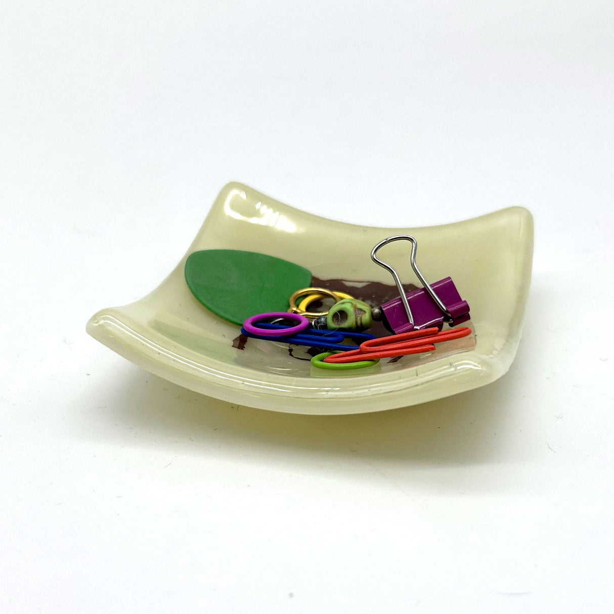 Bully Dog (Ruby)Handmade 2.75" Fused Glass Small Dish