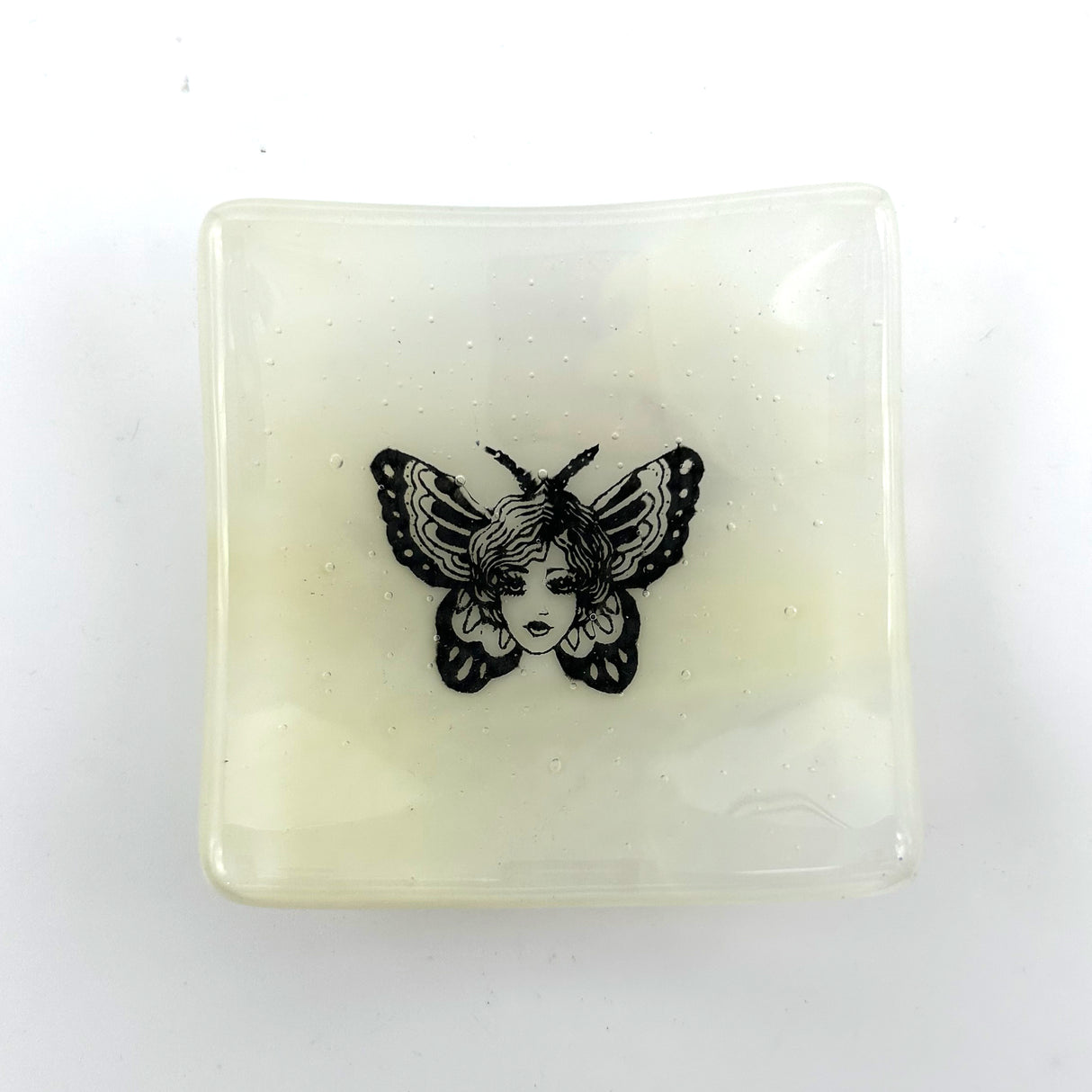 Butterfly Tattoo Handmade 2.75" Fused Glass Small Dish