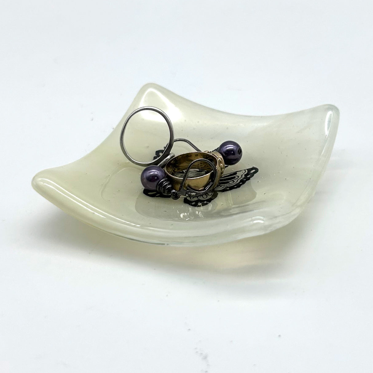 Butterfly Tattoo Handmade 2.75" Fused Glass Small Dish