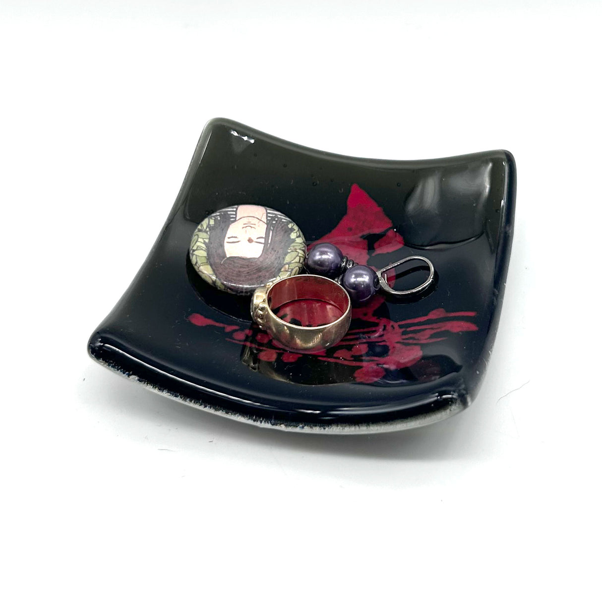 Birds| Cardinal Handmade 2.75" Fused Glass Small Dish