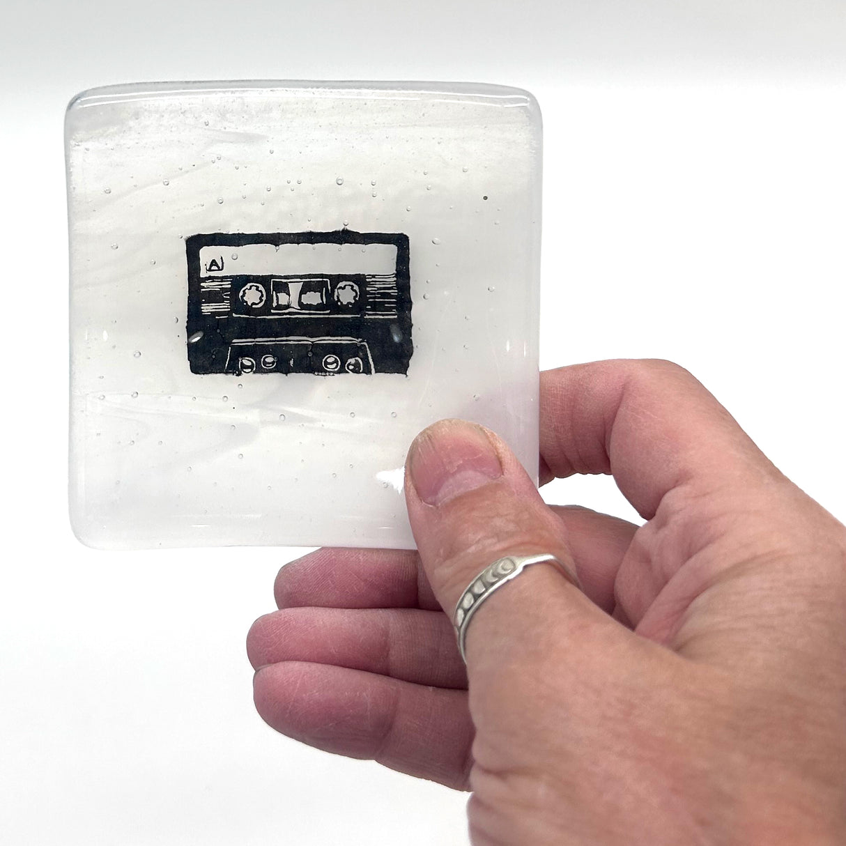 Cassette Handmade 2.75" Fused Glass Small Dish