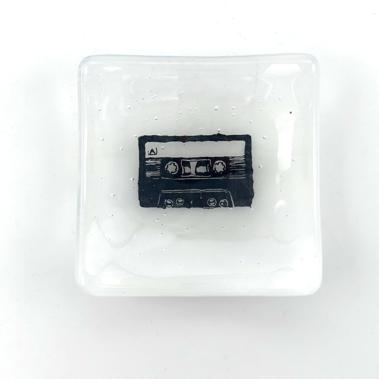 Cassette Handmade 2.75" Fused Glass Small Dish