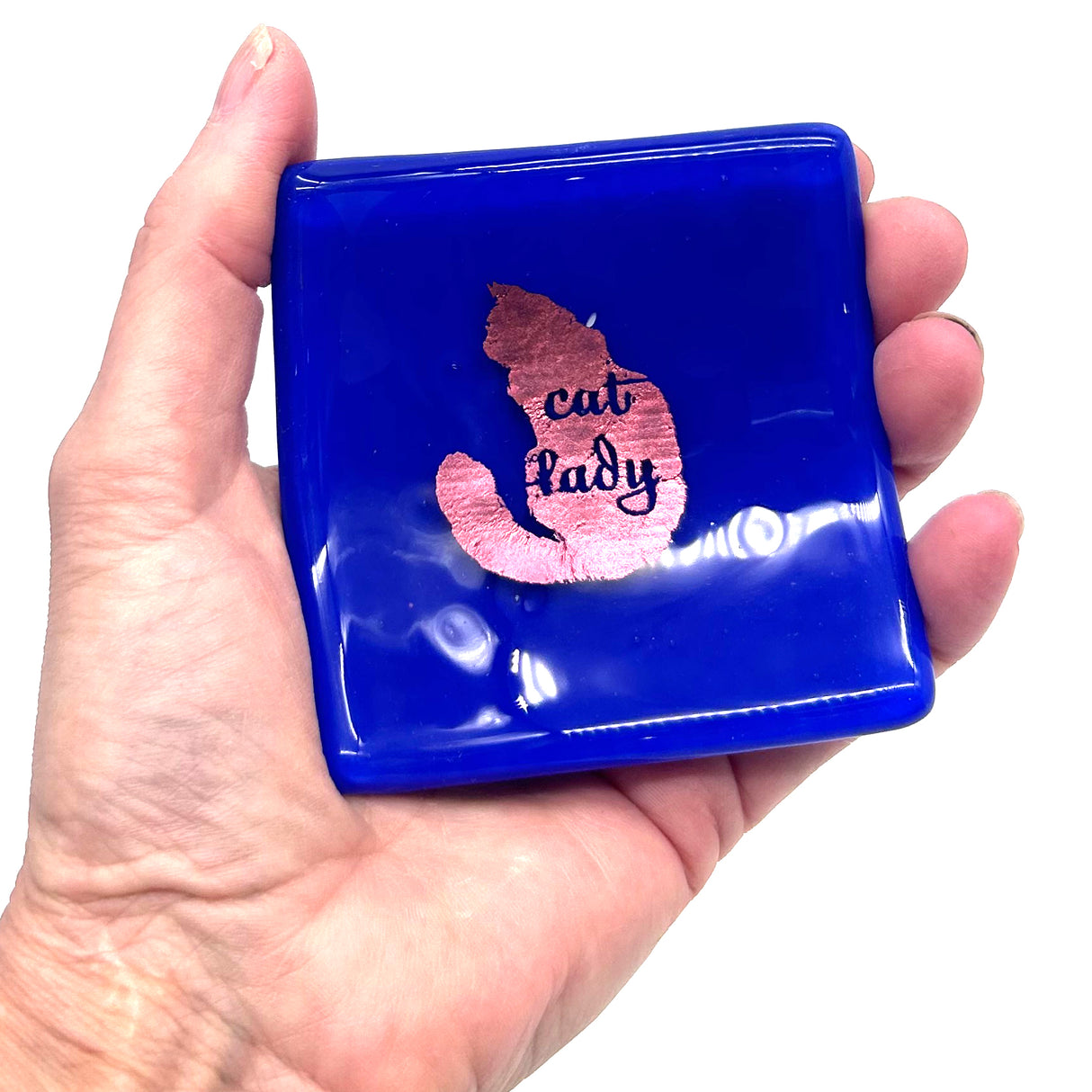 Cat Lady Handmade 2.75" Fused Glass Small Dish