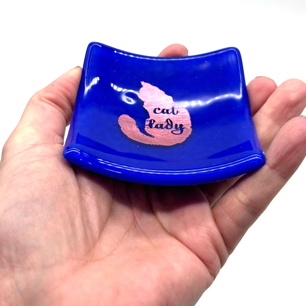 Cat Lady Handmade 2.75" Fused Glass Small Dish