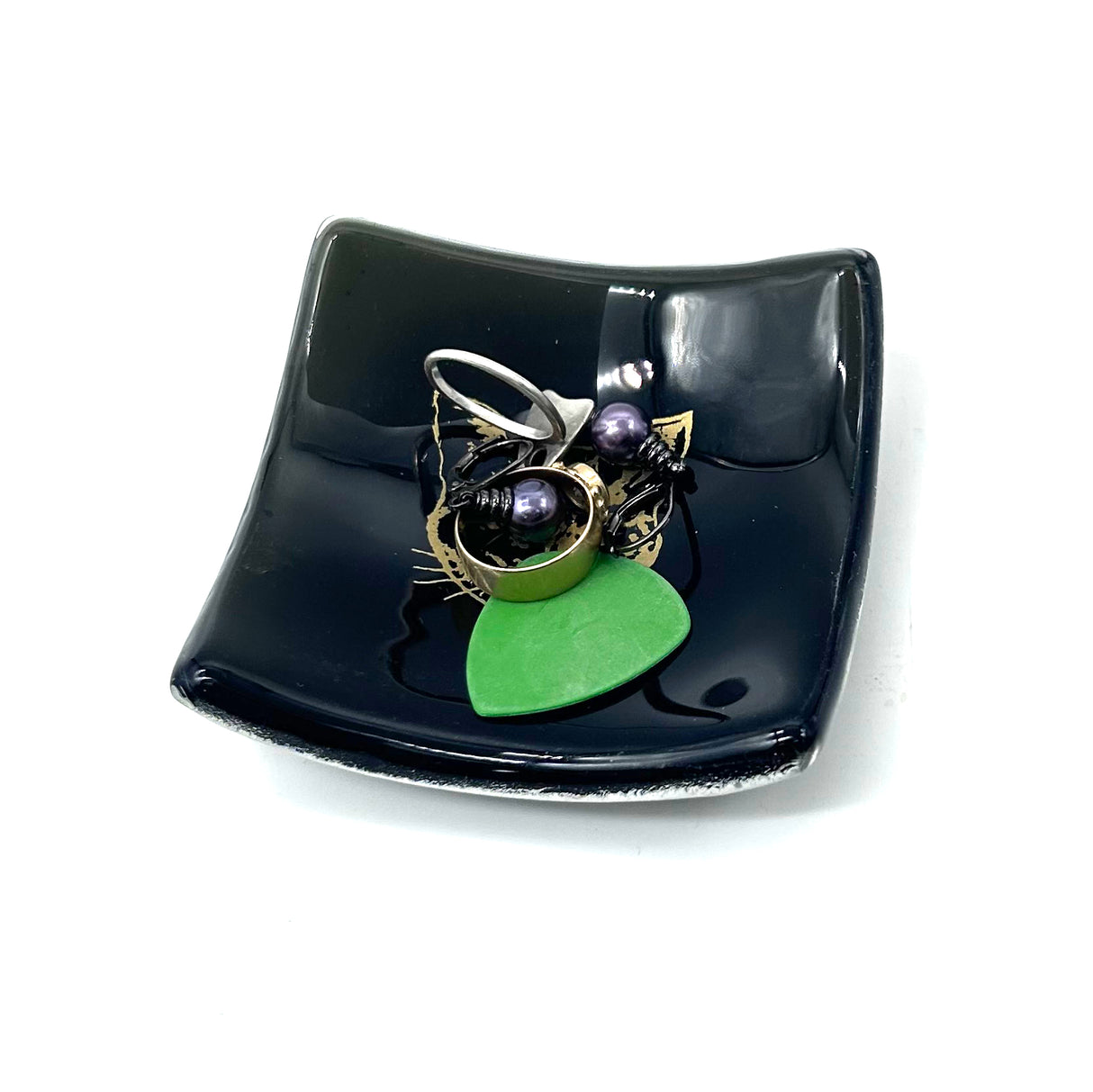 Black Cat Handmade 2.75" Fused Glass Small Dish