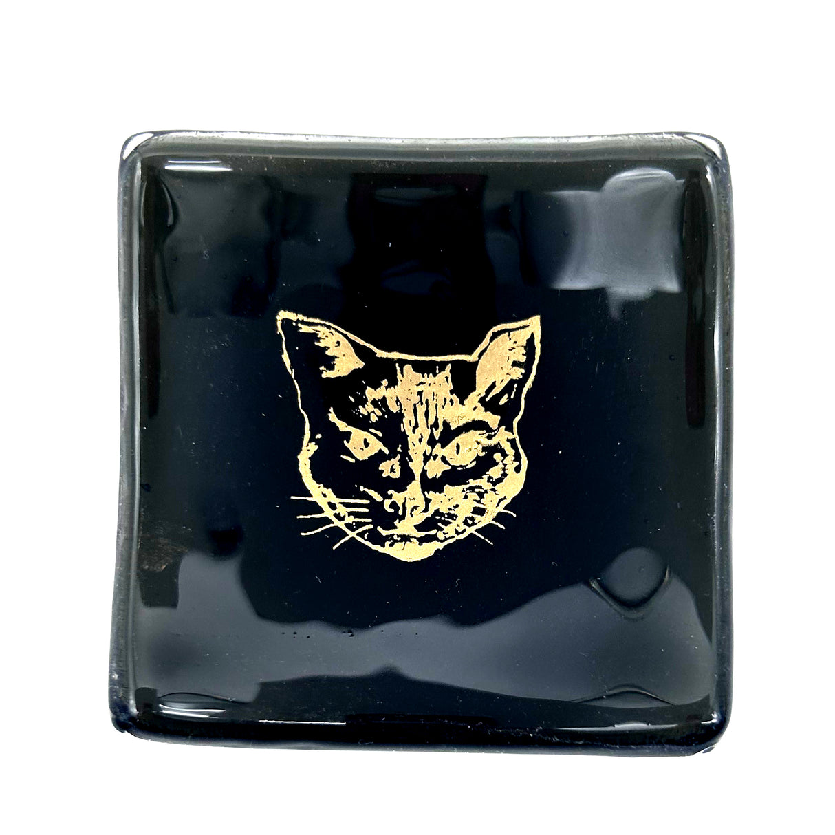 Black Cat Handmade 2.75" Fused Glass Small Dish