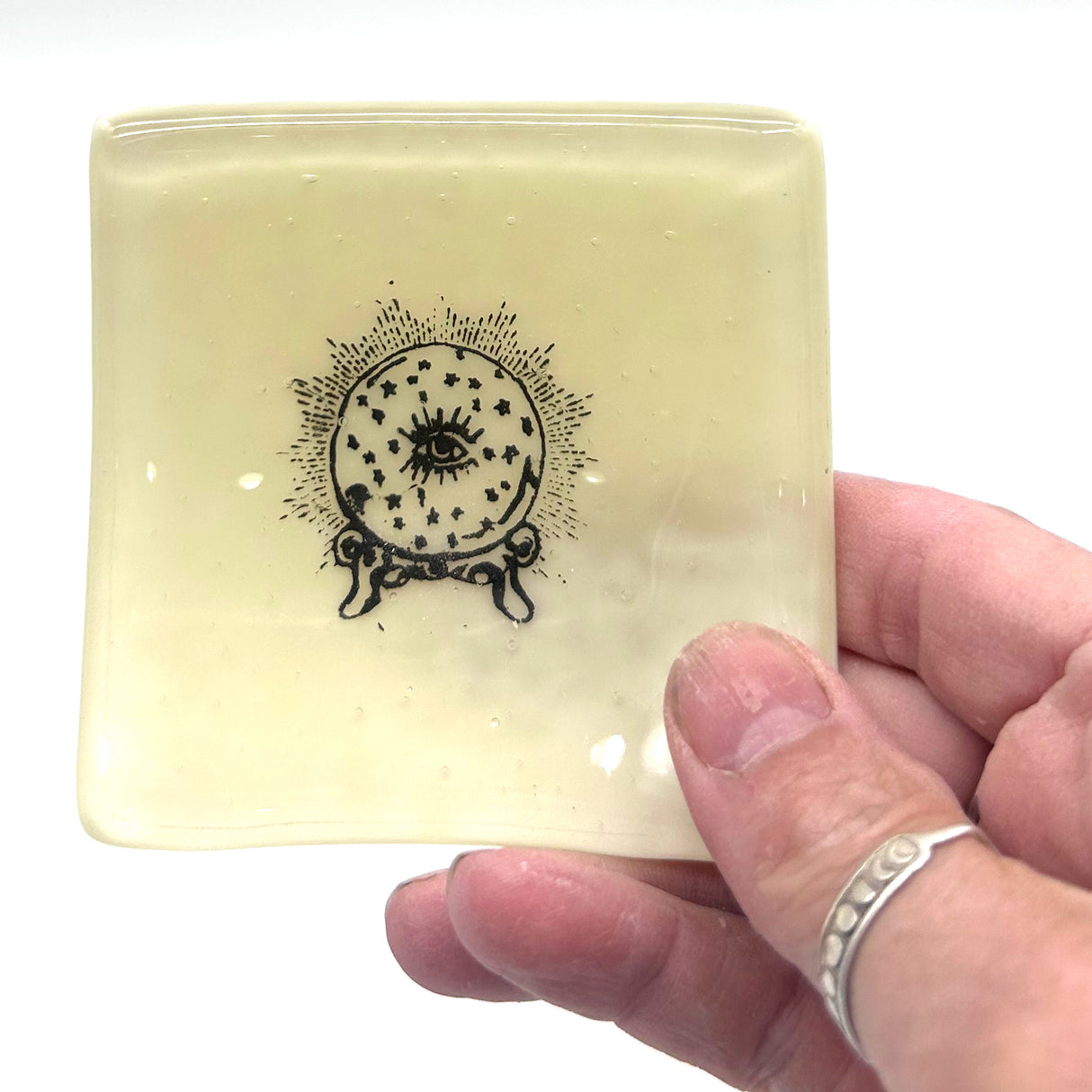 Crystal Ball Handmade 2.75" Fused Glass Small Dish