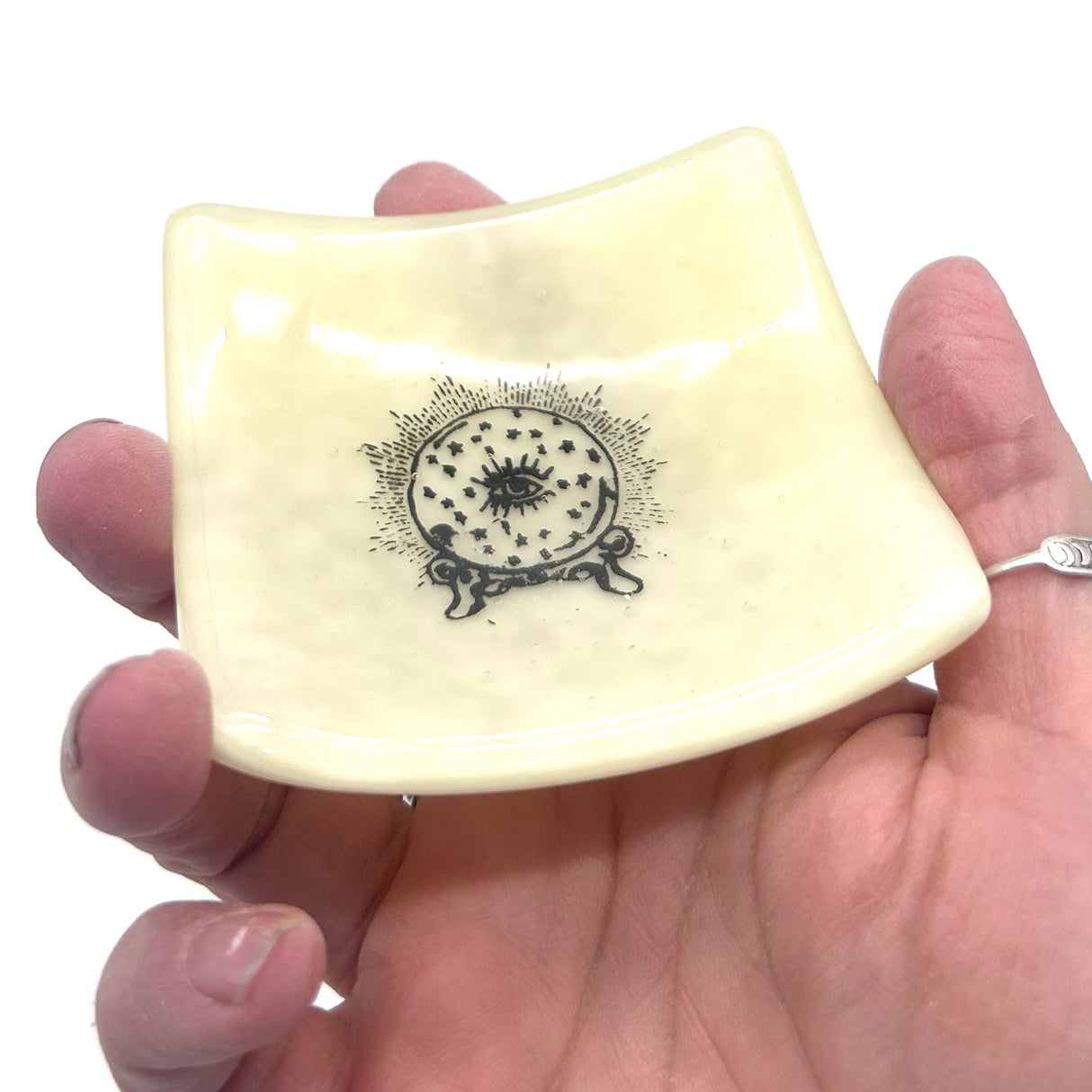 Crystal Ball Handmade 2.75" Fused Glass Small Dish