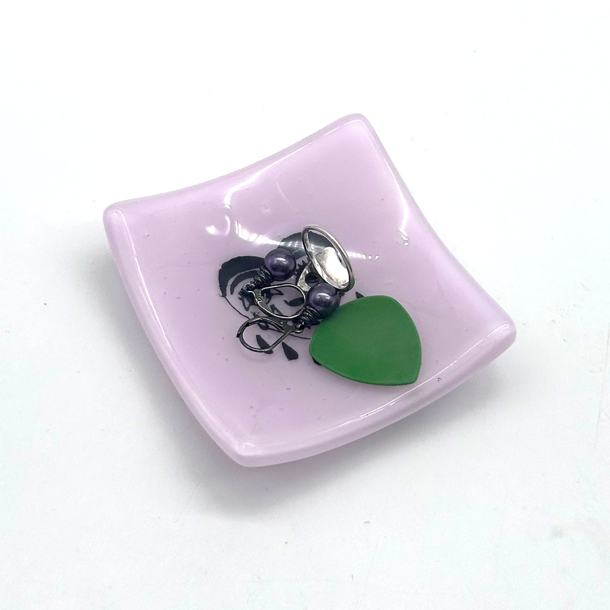 Crying Heart Tattoo Handmade 2.75" Fused Glass Small Dish (discontinued color)