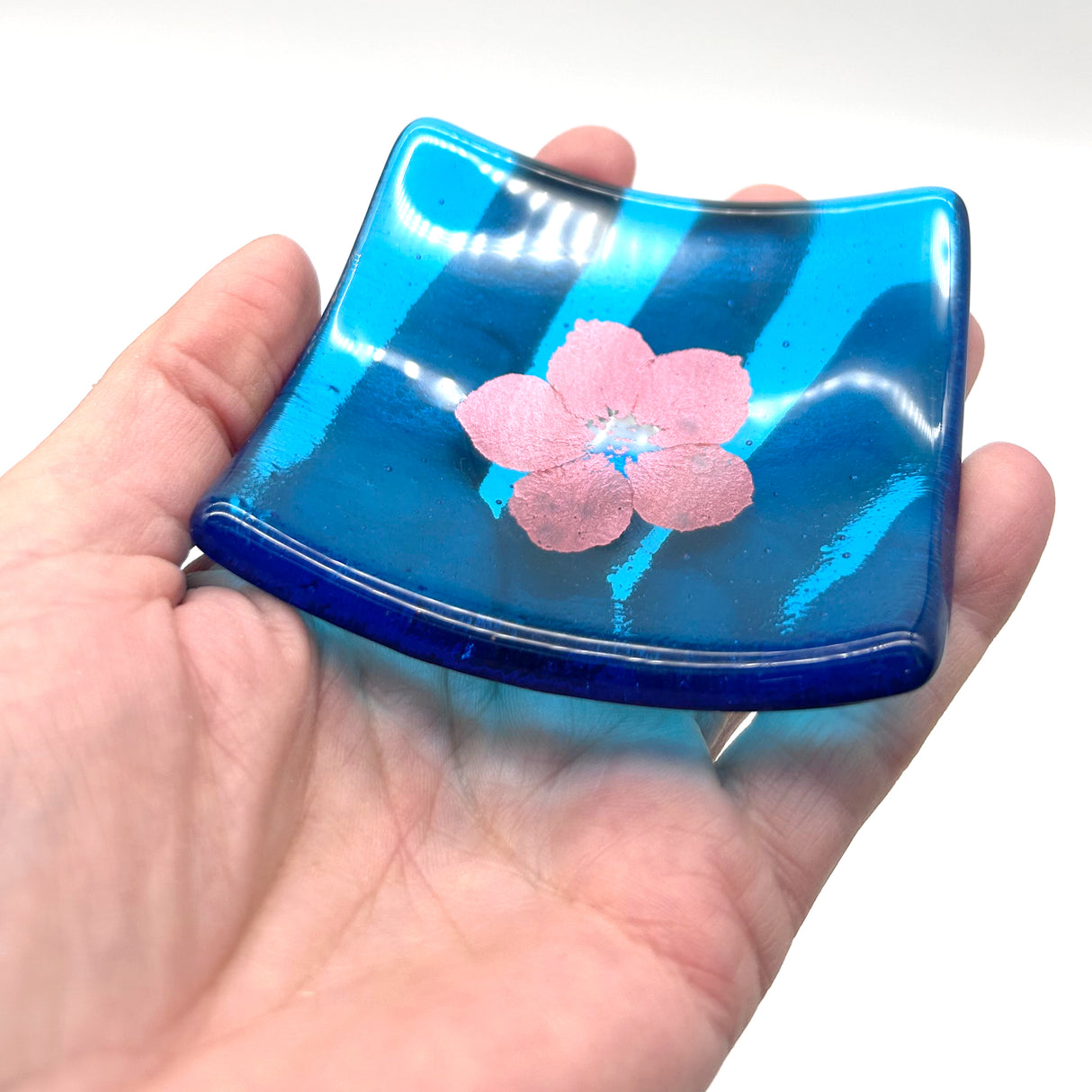 Cherry Blossom Handmade 2.75" Fused Glass Small Dish