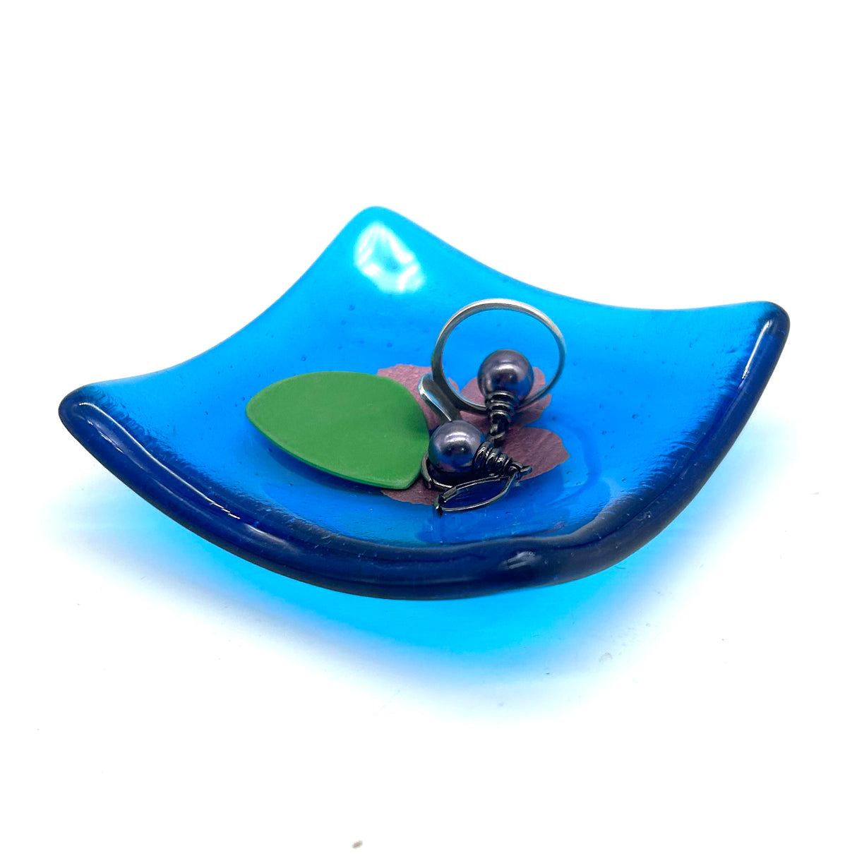 Cherry Blossom Handmade 2.75" Fused Glass Small Dish