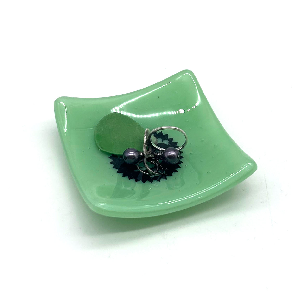 Vintage Coffee Ad Handmade 2.75" Fused Glass Small Dish