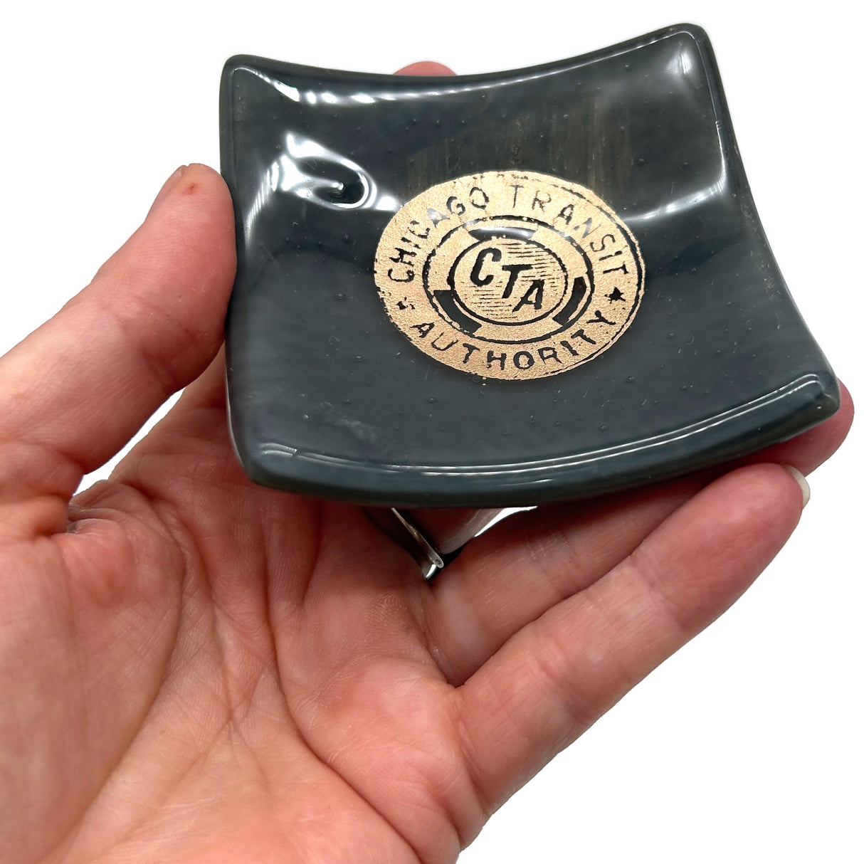 Chicago CTA Token Handmade 2.75" Fused Glass Small Dish