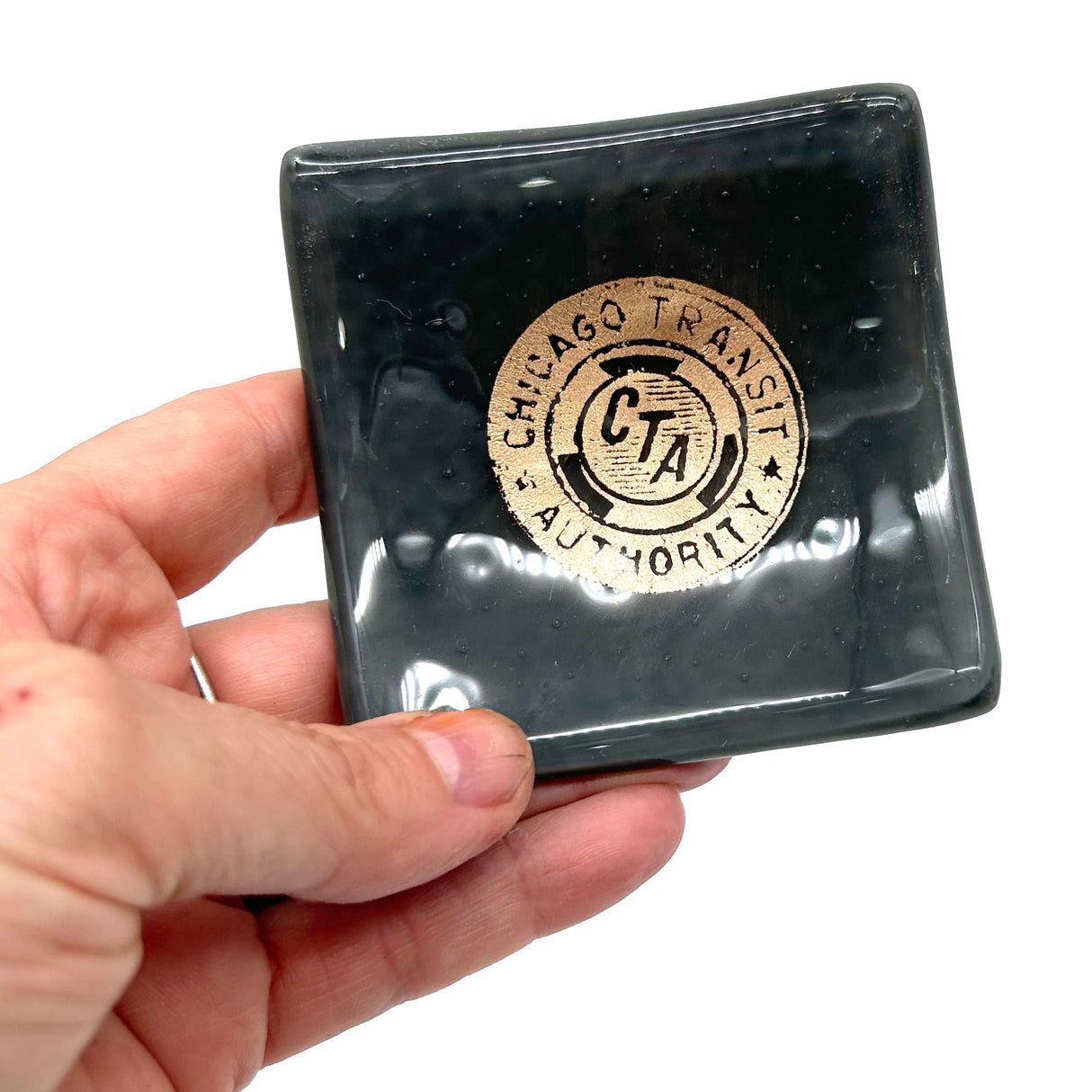 Chicago CTA Token Handmade 2.75" Fused Glass Small Dish