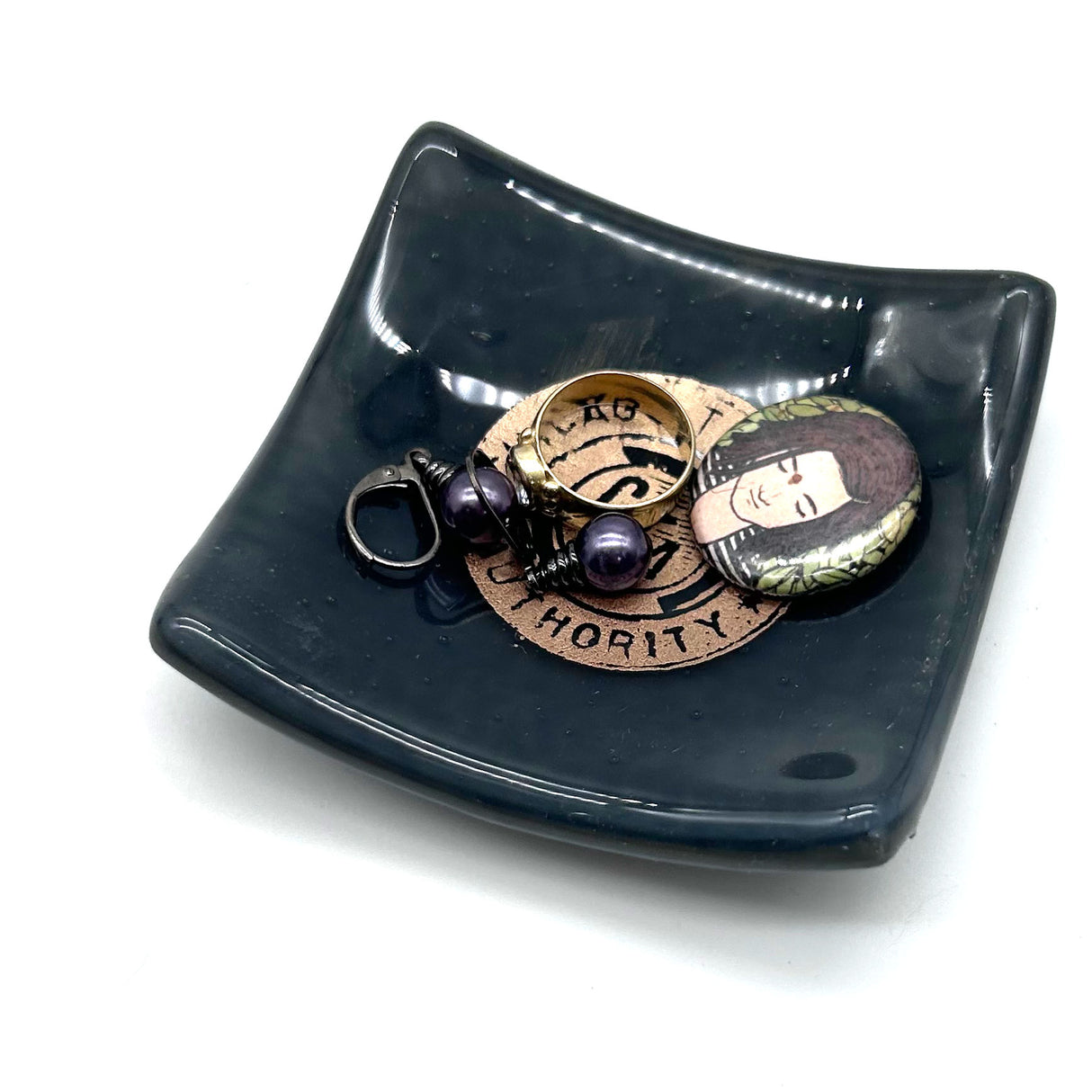 Chicago CTA Token Handmade 2.75" Fused Glass Small Dish