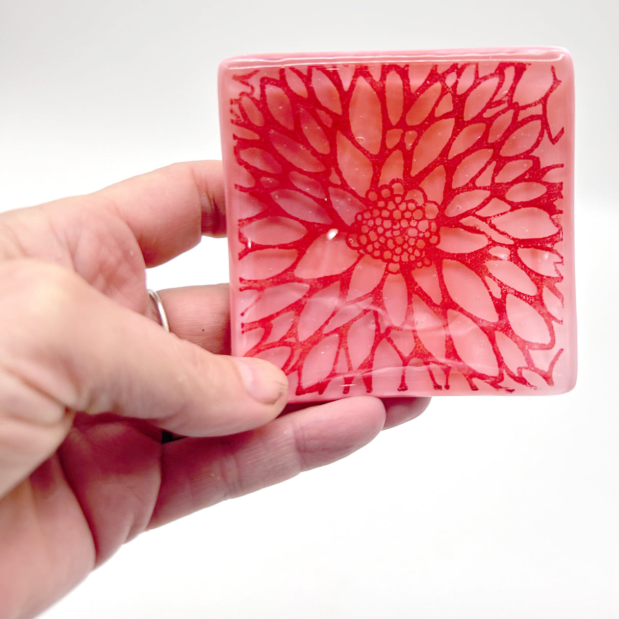 Dahlia Handmade 2.75" Fused Glass Small Dish (discontinued color)