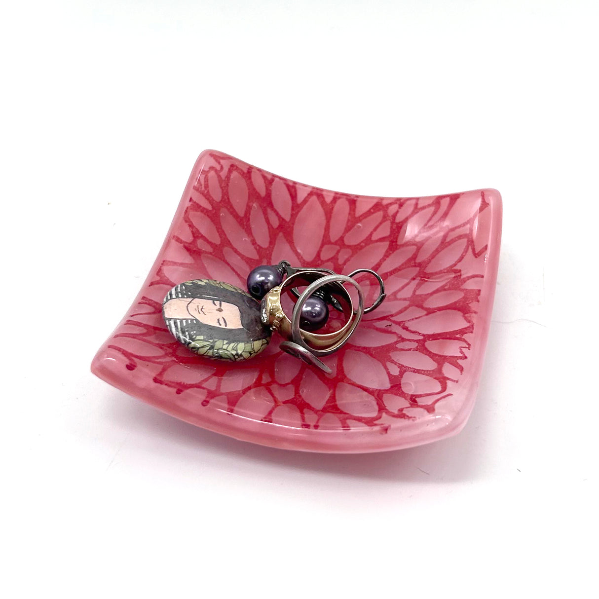 Dahlia Handmade 2.75" Fused Glass Small Dish (discontinued color)