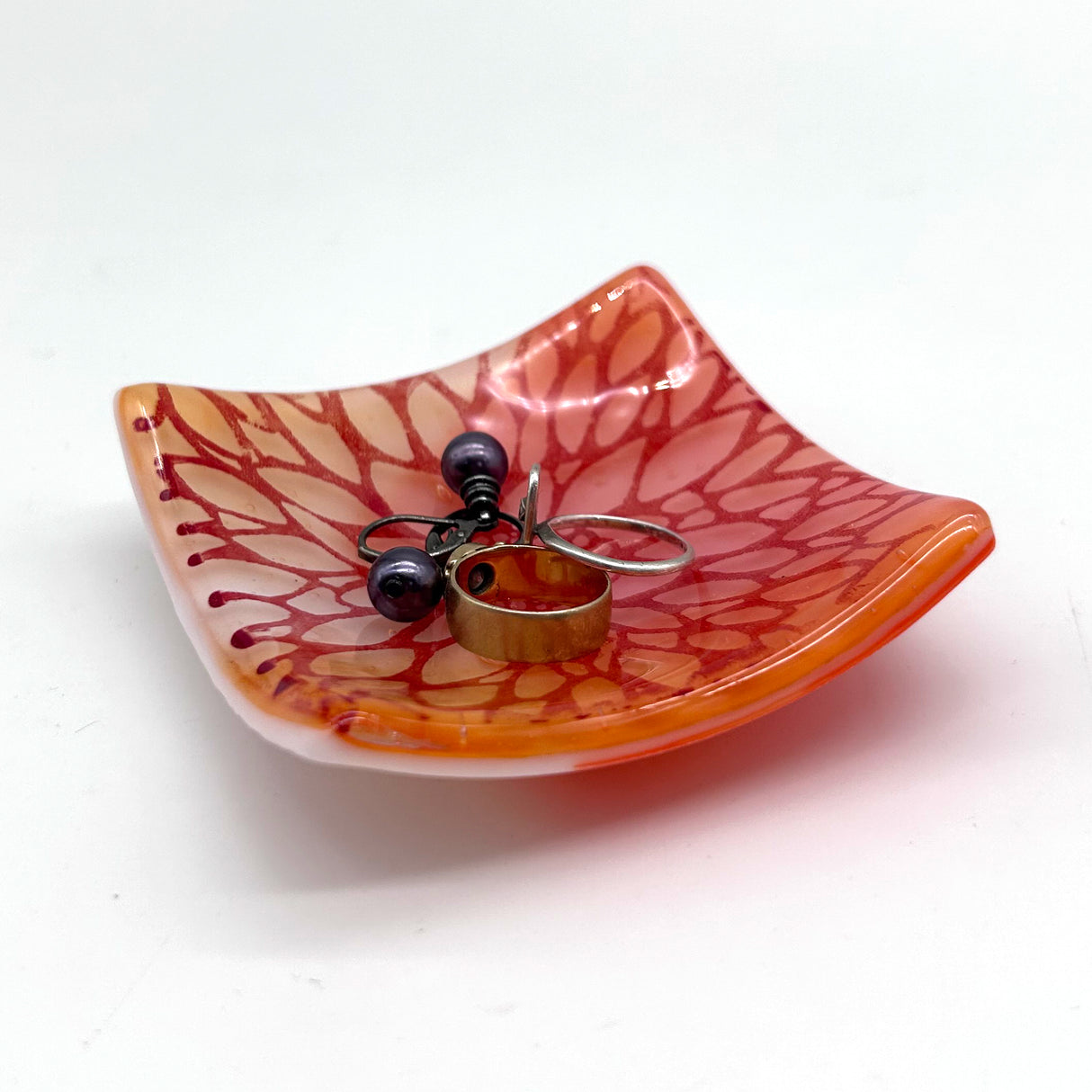 Dahlia Handmade 2.75" Fused Glass Small Dish