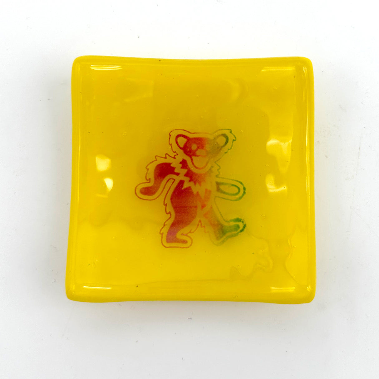 Deadhead Dancing Bear Handmade 2.75" Fused Glass Small Dish
