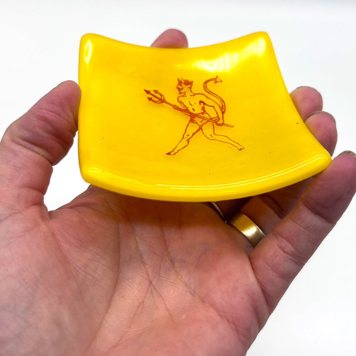 Diablo Loteria Handmade 2.75" Fused Glass Small Dish