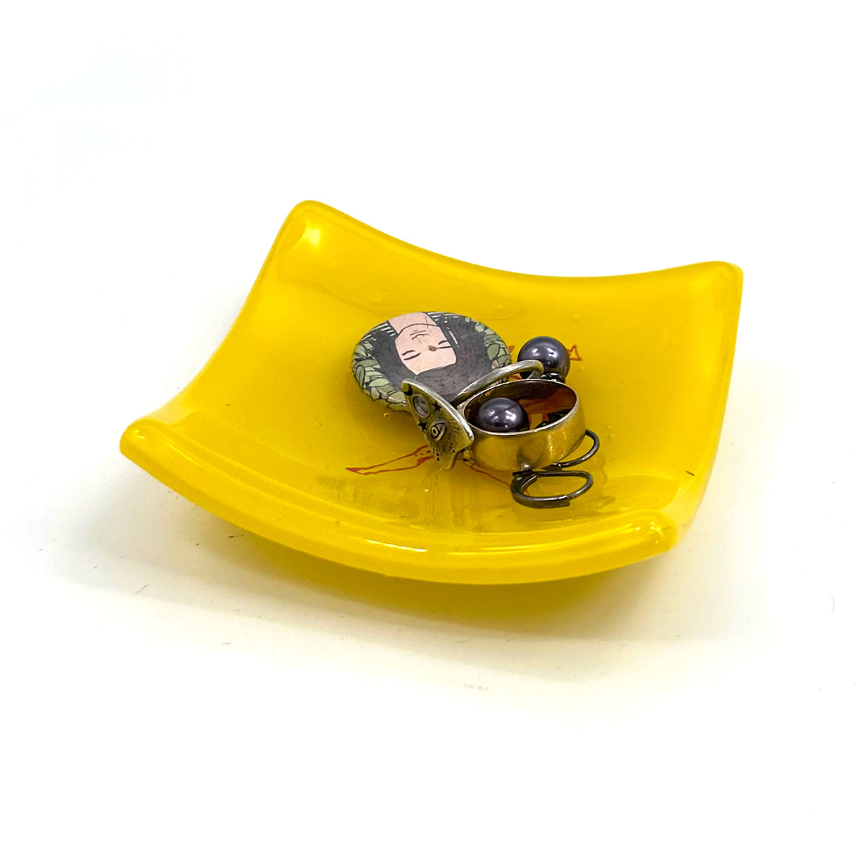 Diablo Loteria Handmade 2.75" Fused Glass Small Dish