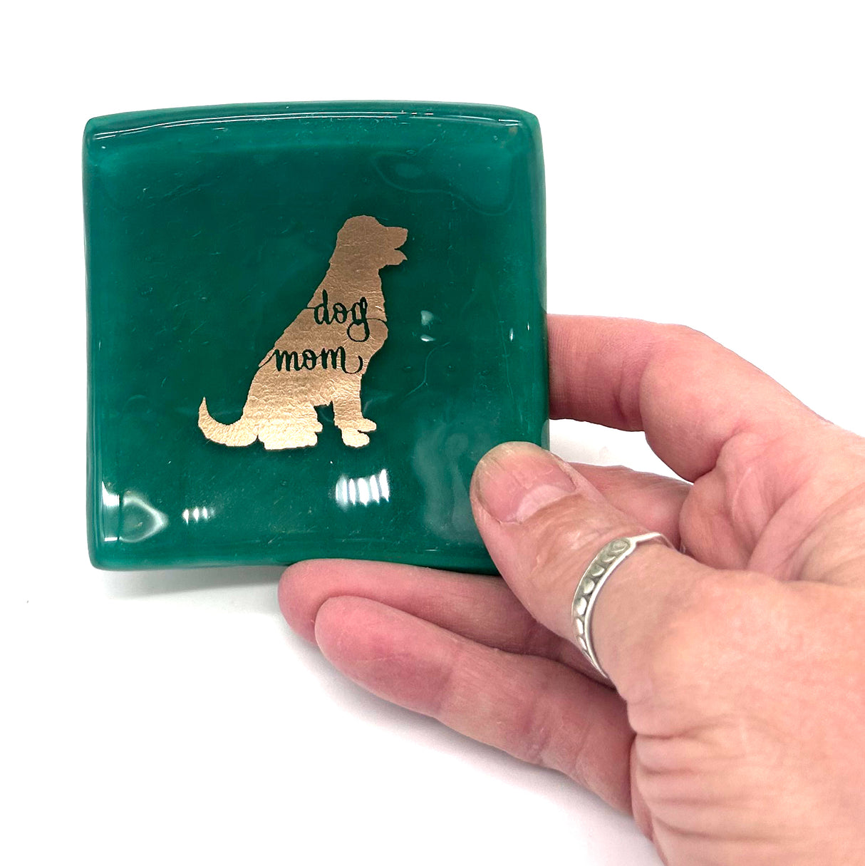 Dog Mom Handmade 2.75" Fused Glass Small Dish