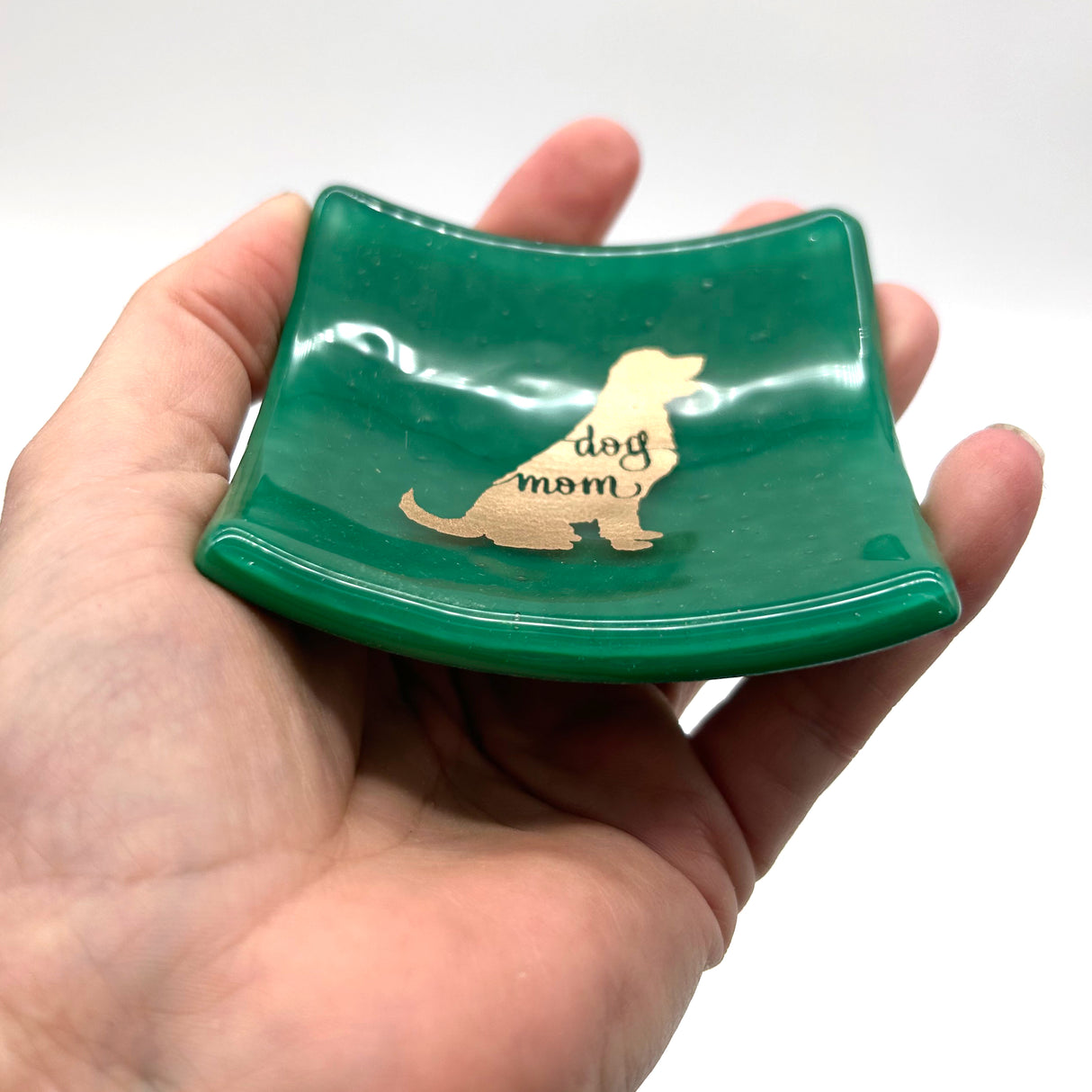 Dog Mom Handmade 2.75" Fused Glass Small Dish