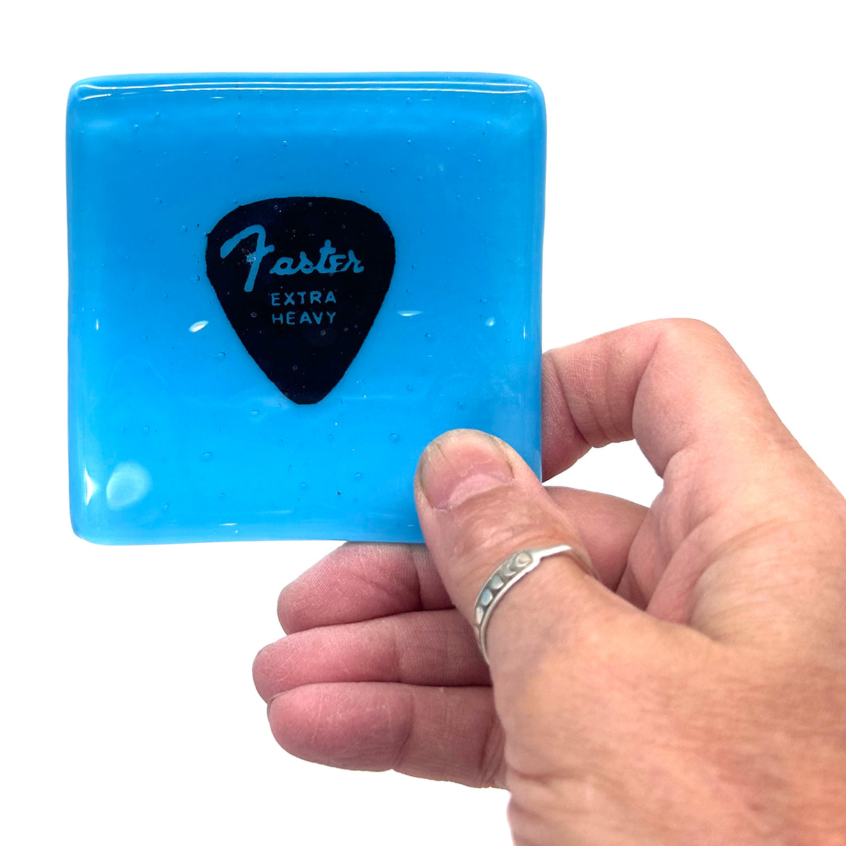 Faster Guitar Pick Handmade 2.75" Fused Glass Small Dish