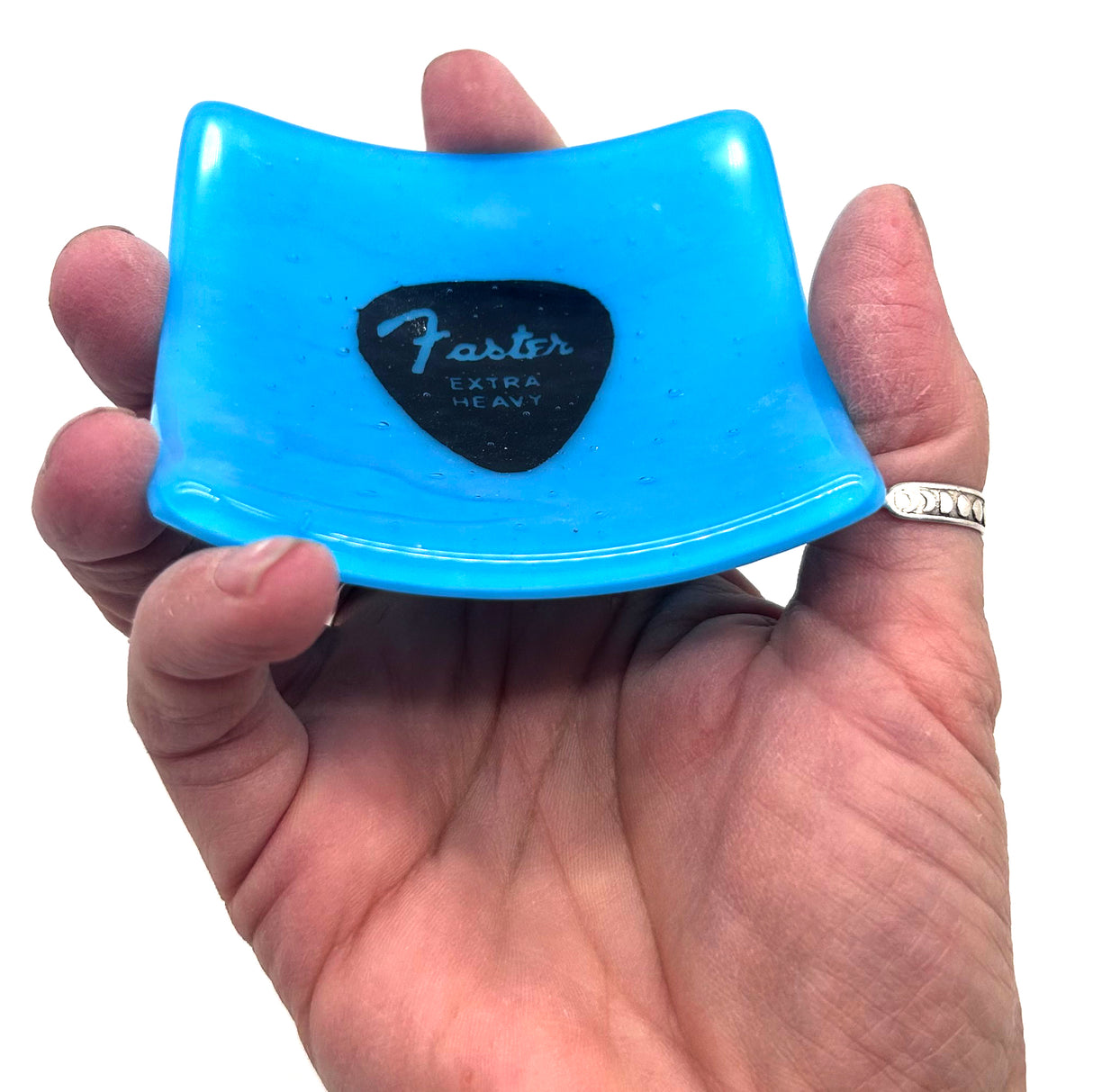 Faster Guitar Pick Handmade 2.75" Fused Glass Small Dish