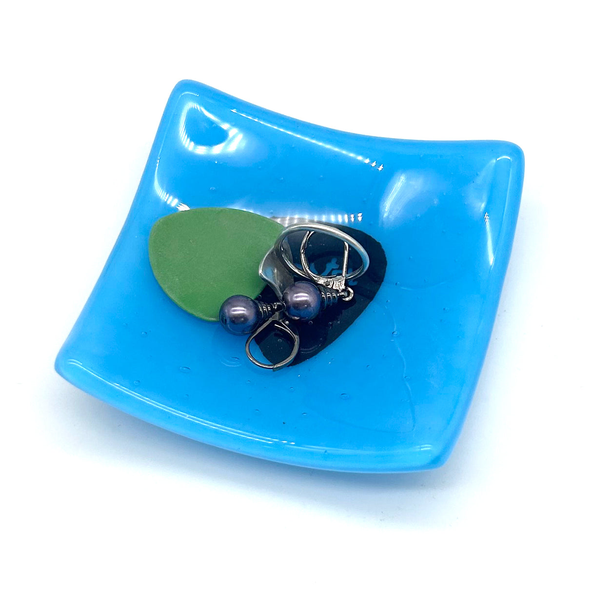 Faster Guitar Pick Handmade 2.75" Fused Glass Small Dish