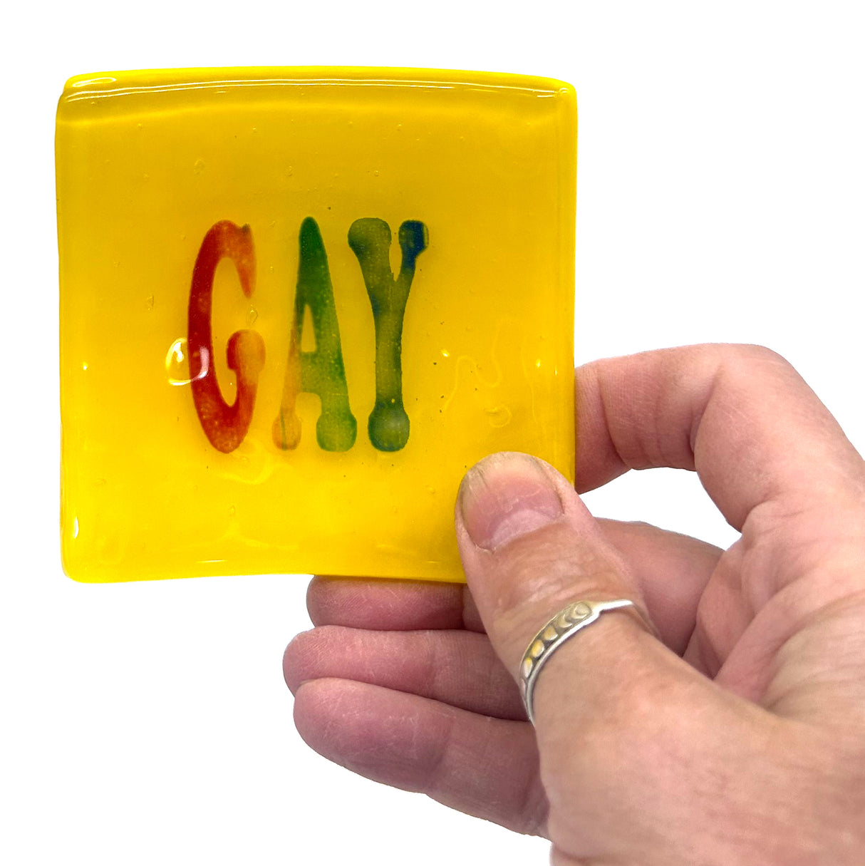 GAY Handmade 2.75" Fused Glass Small Dish