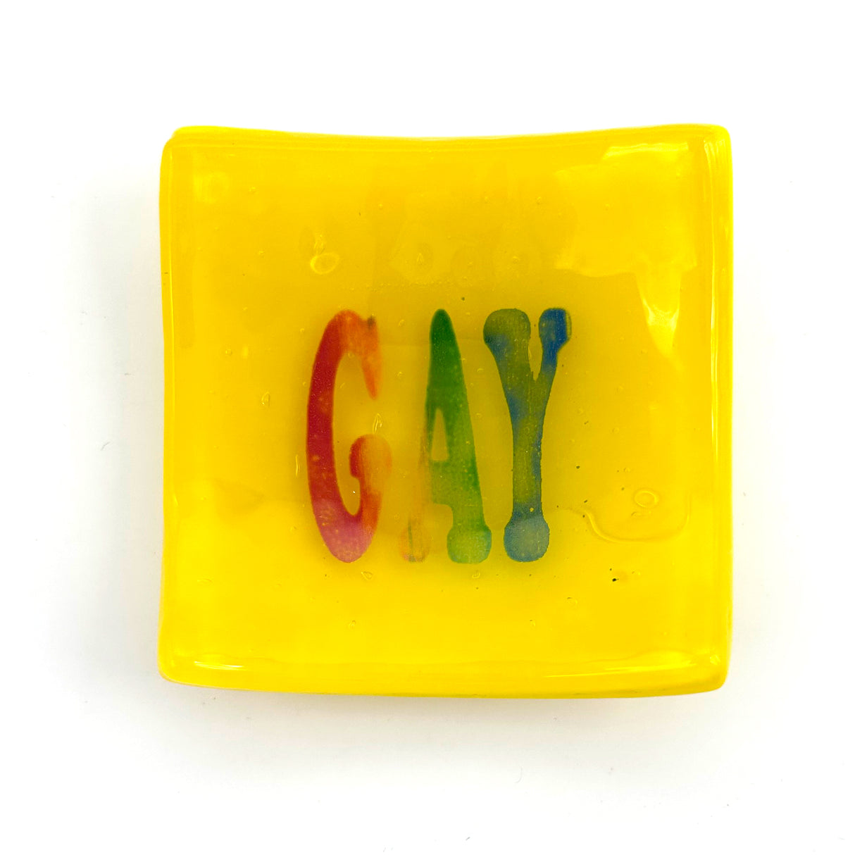 GAY Handmade 2.75" Fused Glass Small Dish