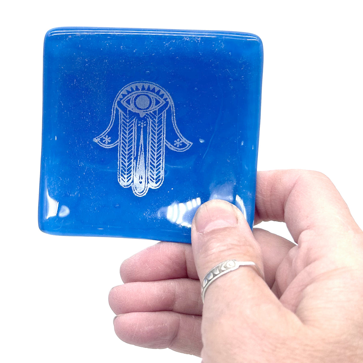 Hamsa Handmade 2.75" Fused Glass Small Dish