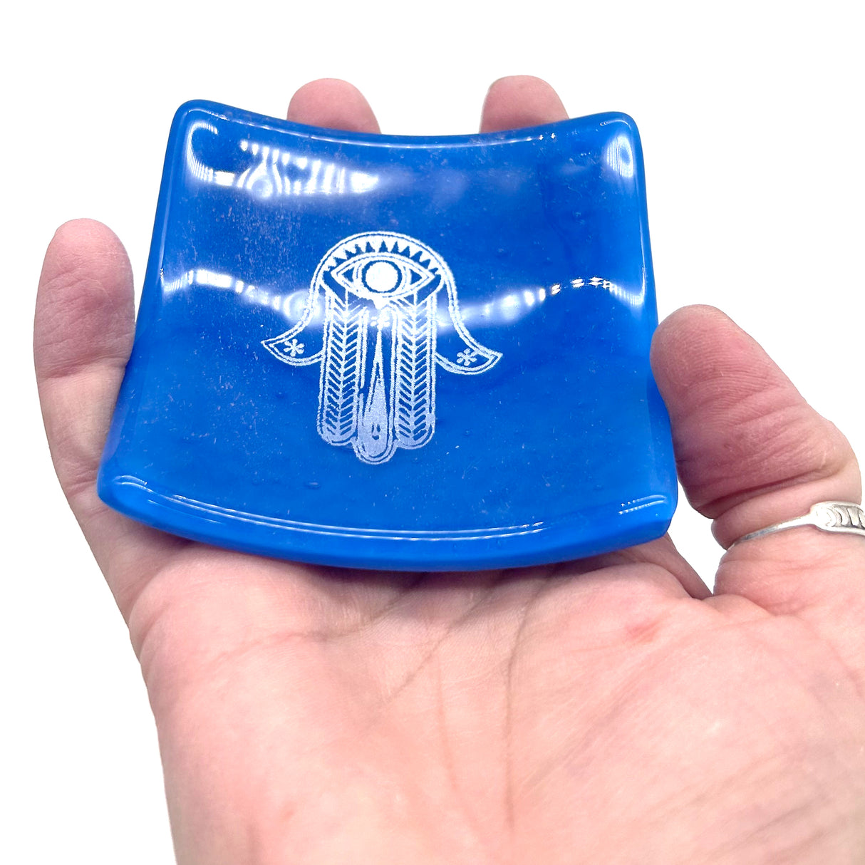 Hamsa Handmade 2.75" Fused Glass Small Dish
