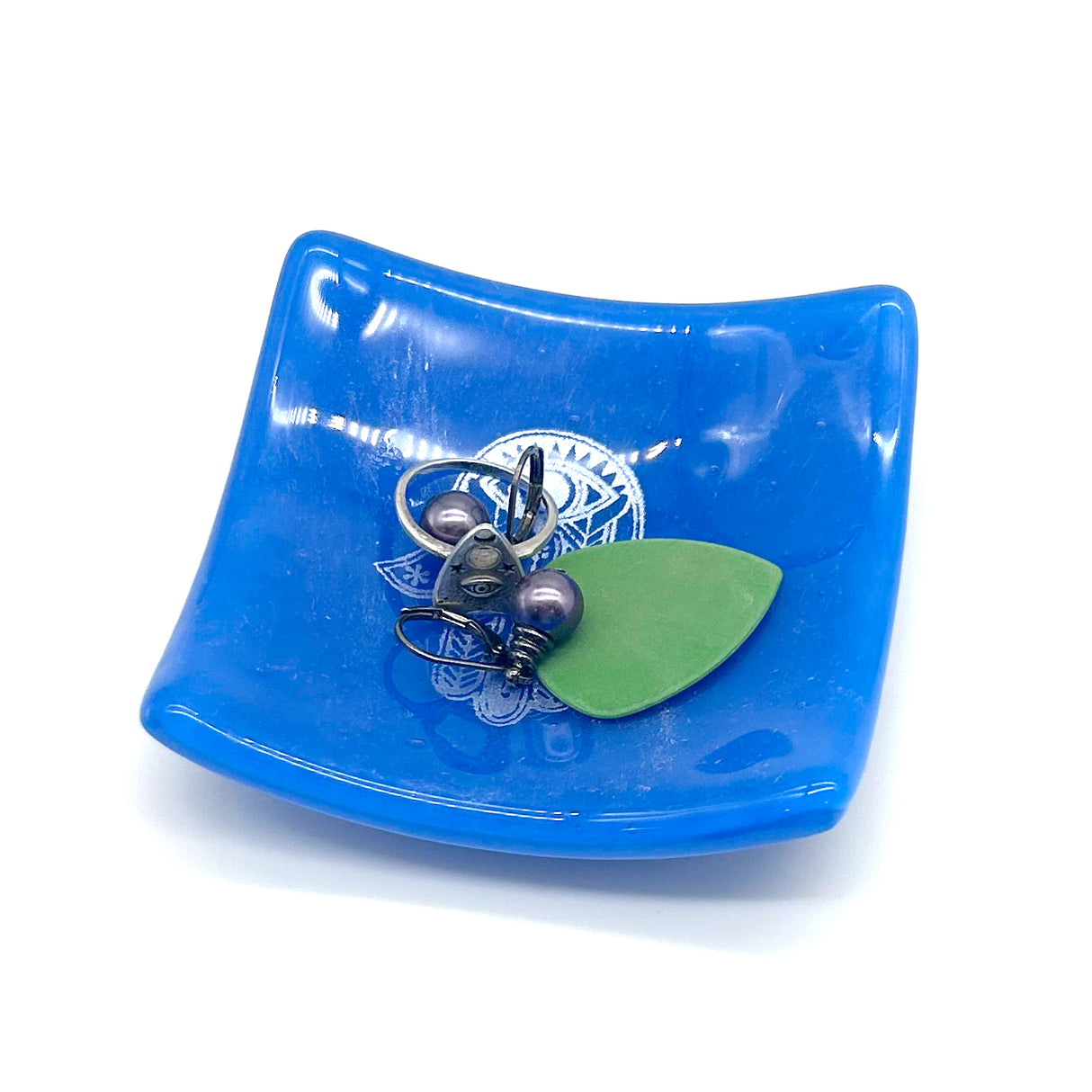 Hamsa Handmade 2.75" Fused Glass Small Dish