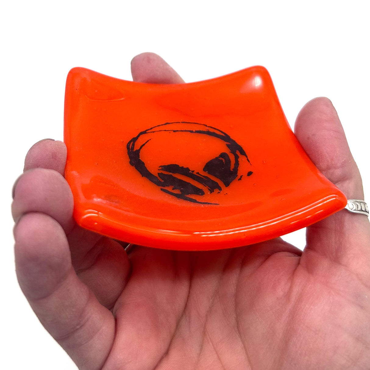 Headphones Handmade 2.75" Fused Glass Small Dish