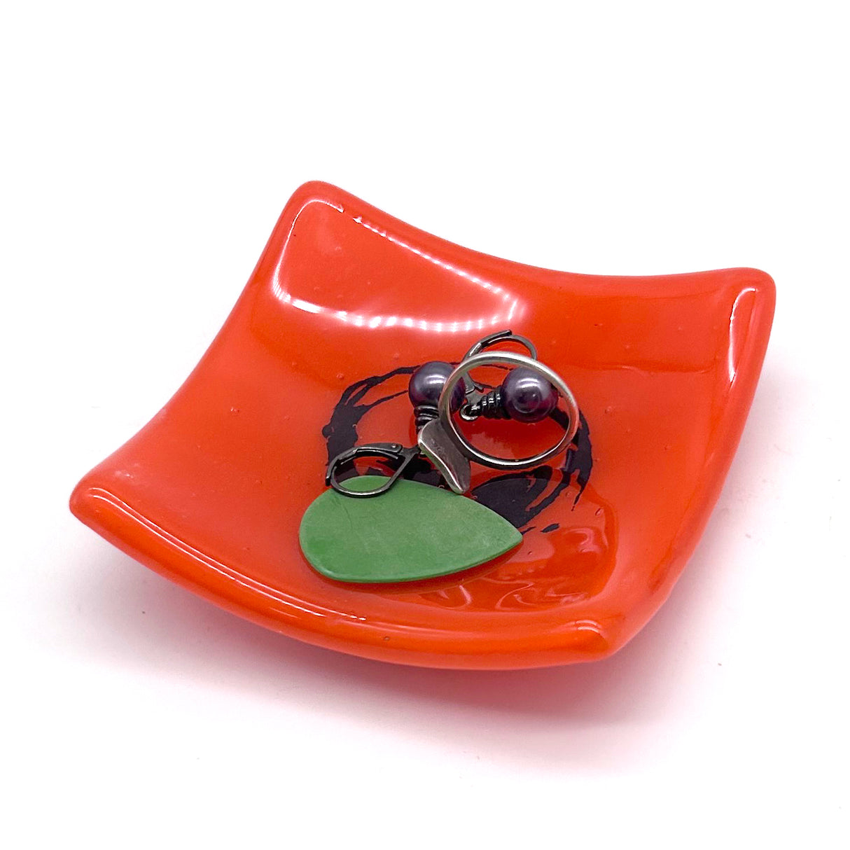 Headphones Handmade 2.75" Fused Glass Small Dish