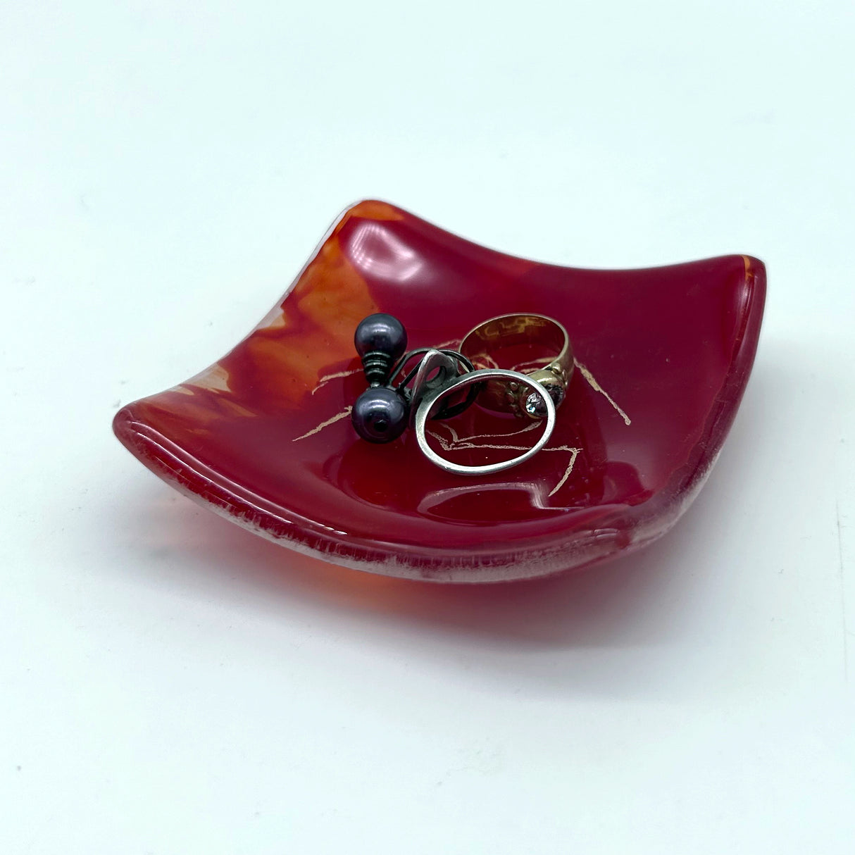 Heart Hands Handmade 2.75" Fused Glass Small Dish