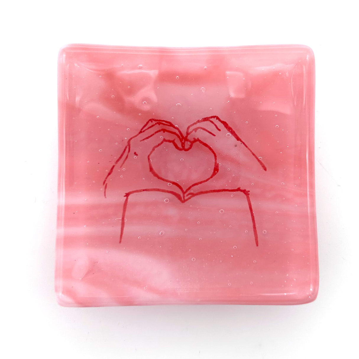 Heart Hands Handmade 2.75" Fused Glass Small Dish (discontinued color)