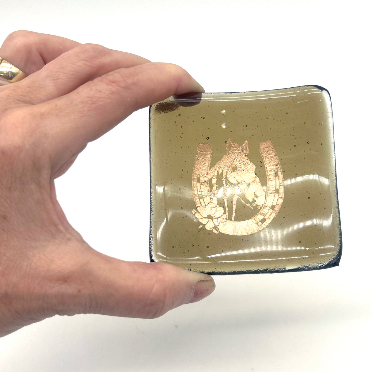 Horse Handmade 2.75" Fused Glass Small Dish