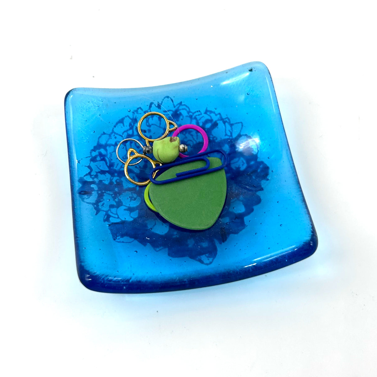 Hydrangea Handmade 2.75" Fused Glass Small Dish