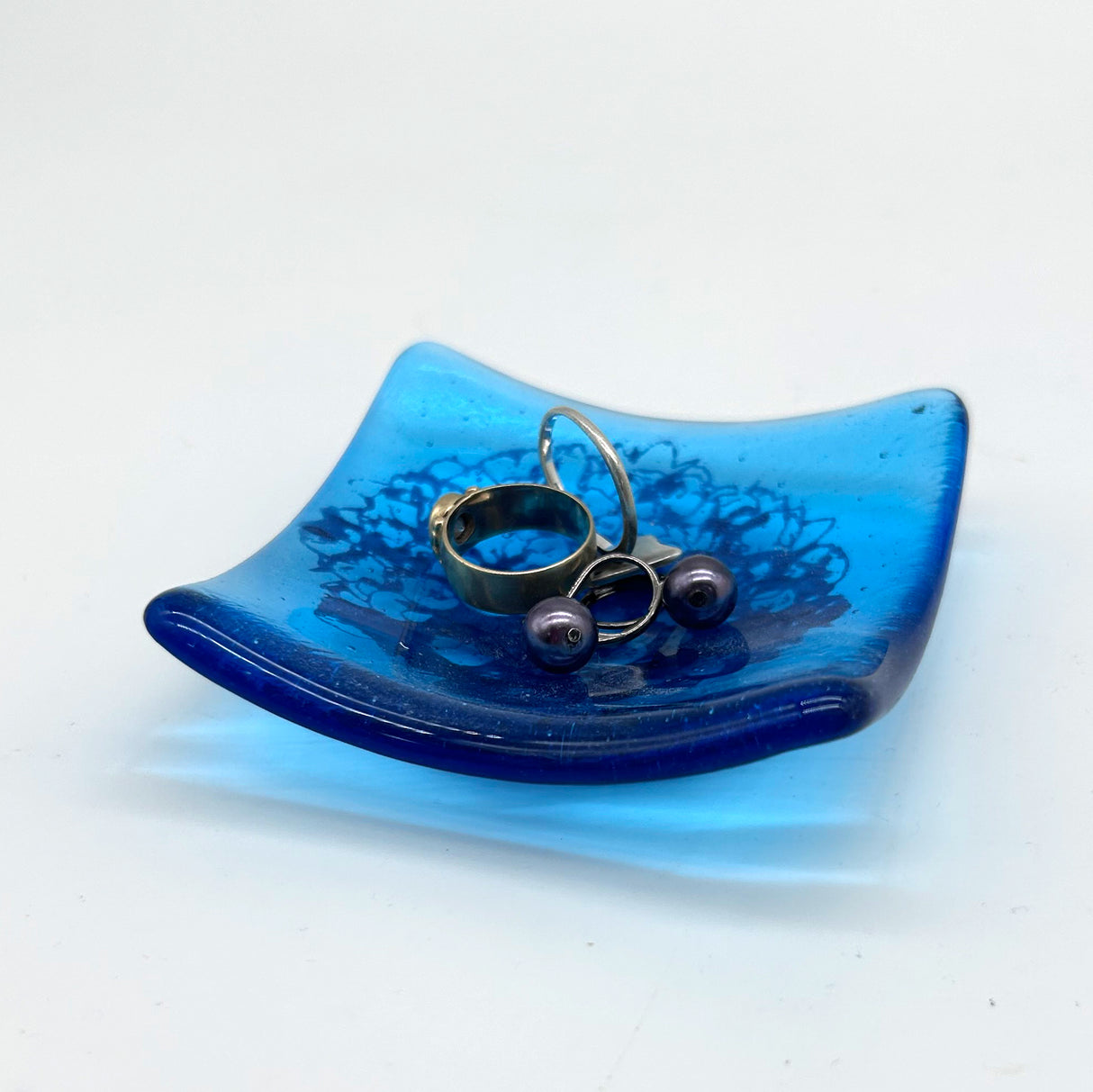 Hydrangea Handmade 2.75" Fused Glass Small Dish