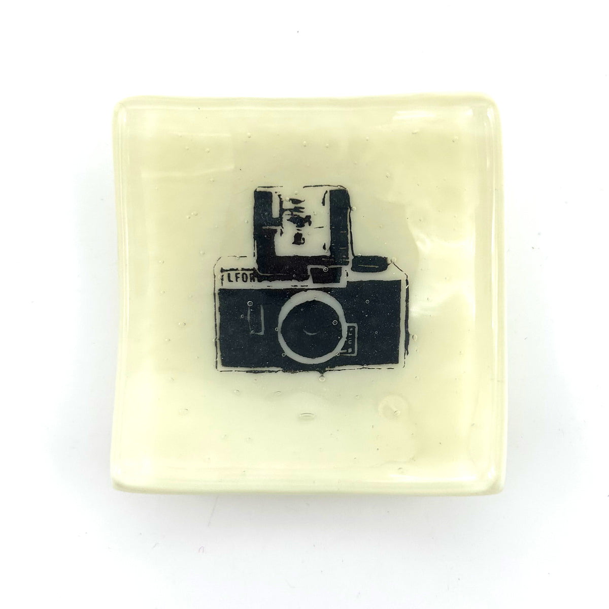 Camera - Sprite Handmade 2.75" Fused Glass Small Dish