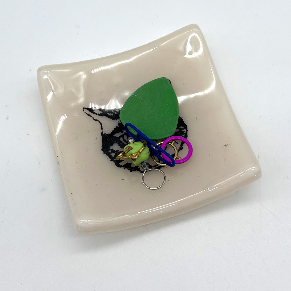 Kitty Handmade 2.75" Fused Glass Small Dish